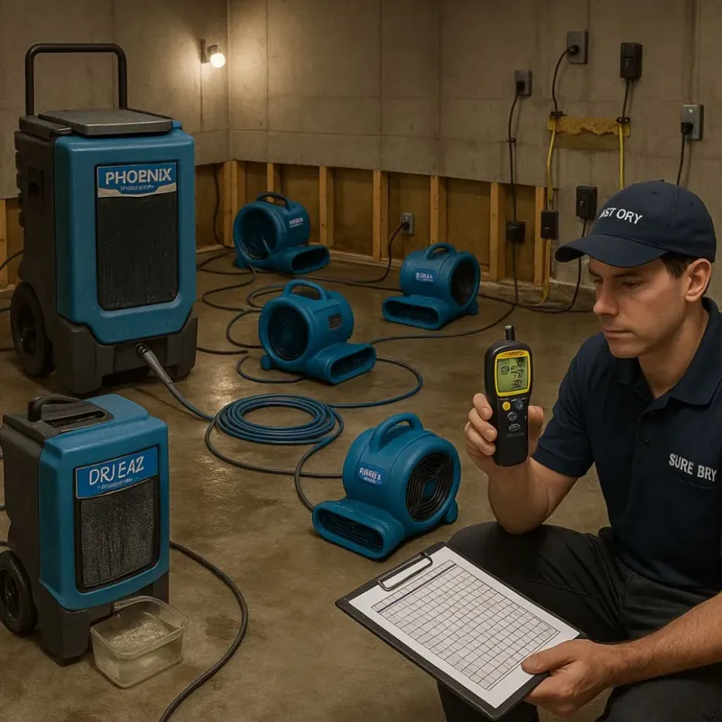 Structural Drying and Dehumidification process in Falcon Heights, MN